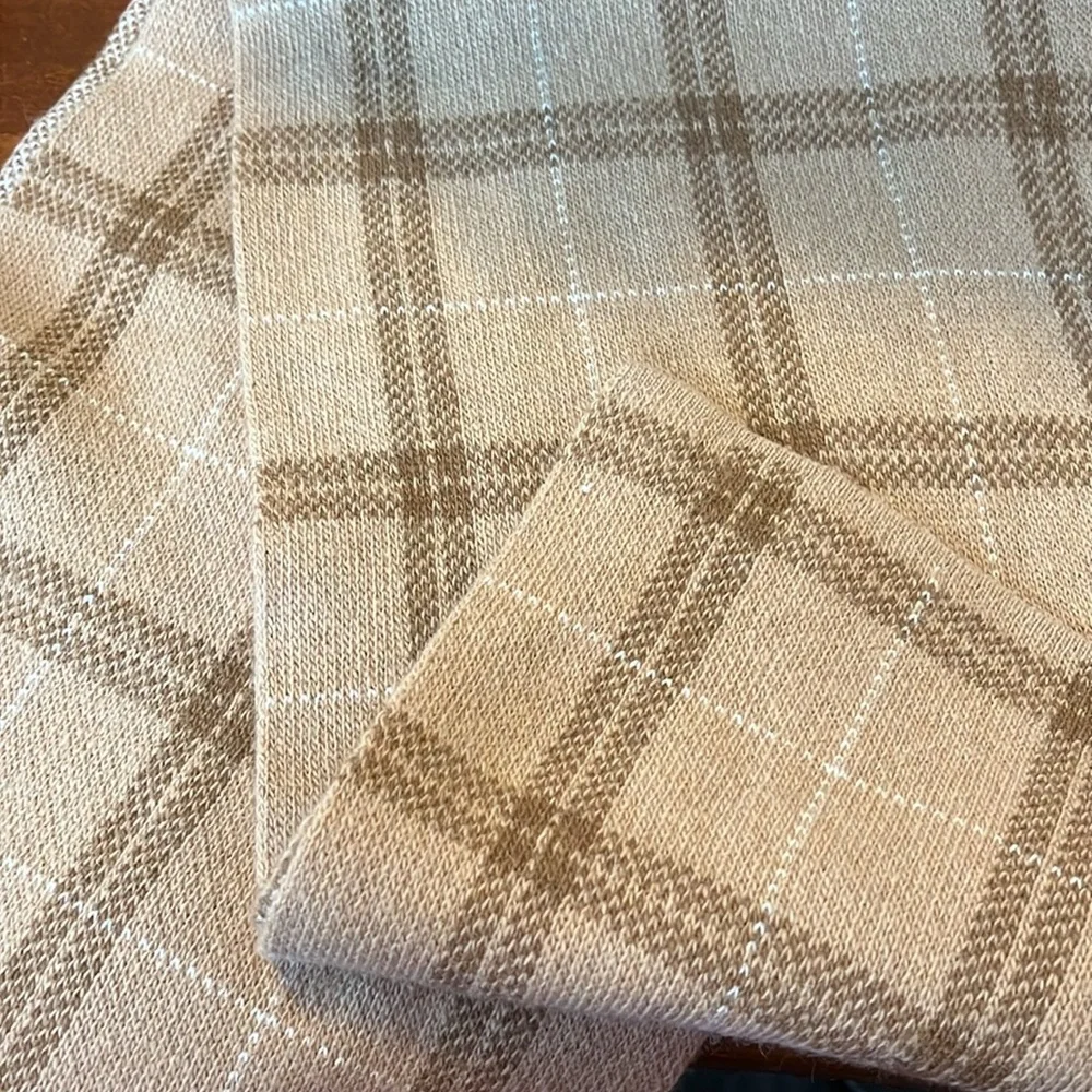 Brown,Tan,White Plaid Wool, Cashmere & Angora Blend Scarf Made n Italy 10”Wx66”L